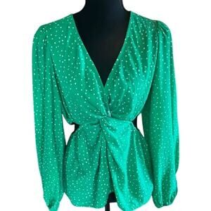 A New Day Green Polka Dot Cutout Blouse – Size S